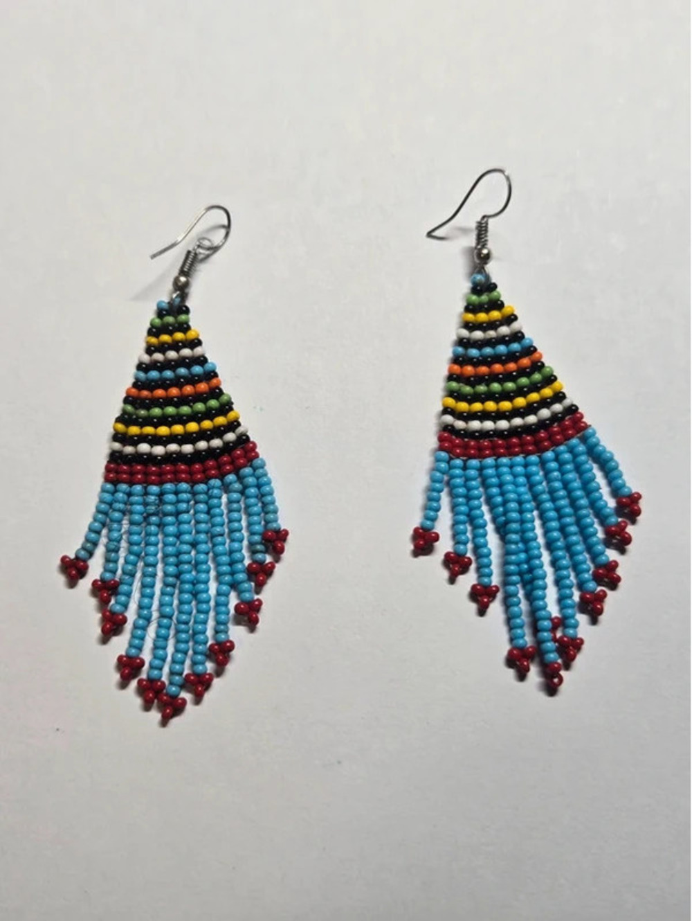 Multicolor Seed Bead Fringe Dangle Earrings – Boho Statement Jewelry
